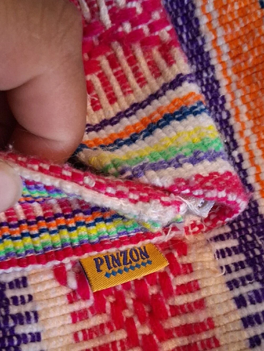 Handwoven Multicolor Stripe Backpack — Pink Accent